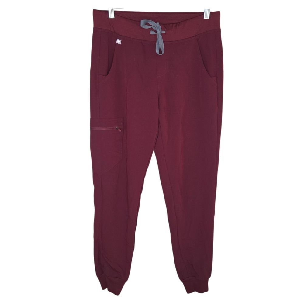 FIGS Zamora Jogger Scrub Pants Burgundy Red Technical Collection Size SMALL